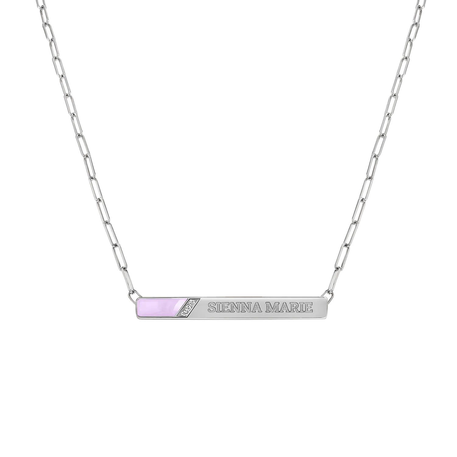 Slash Engravable Necklace with Diamond Accents