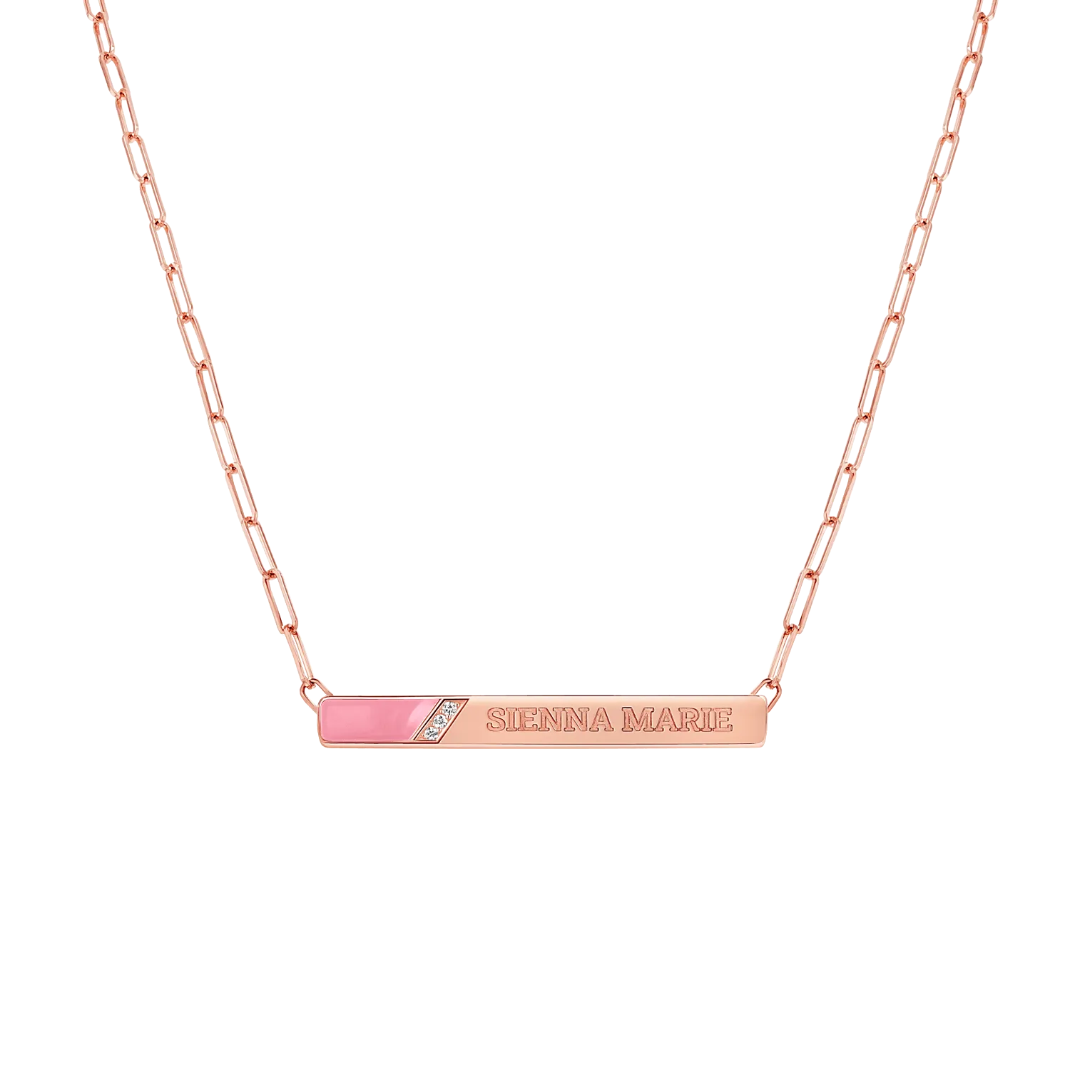 Slash Engravable Necklace with Diamond Accents