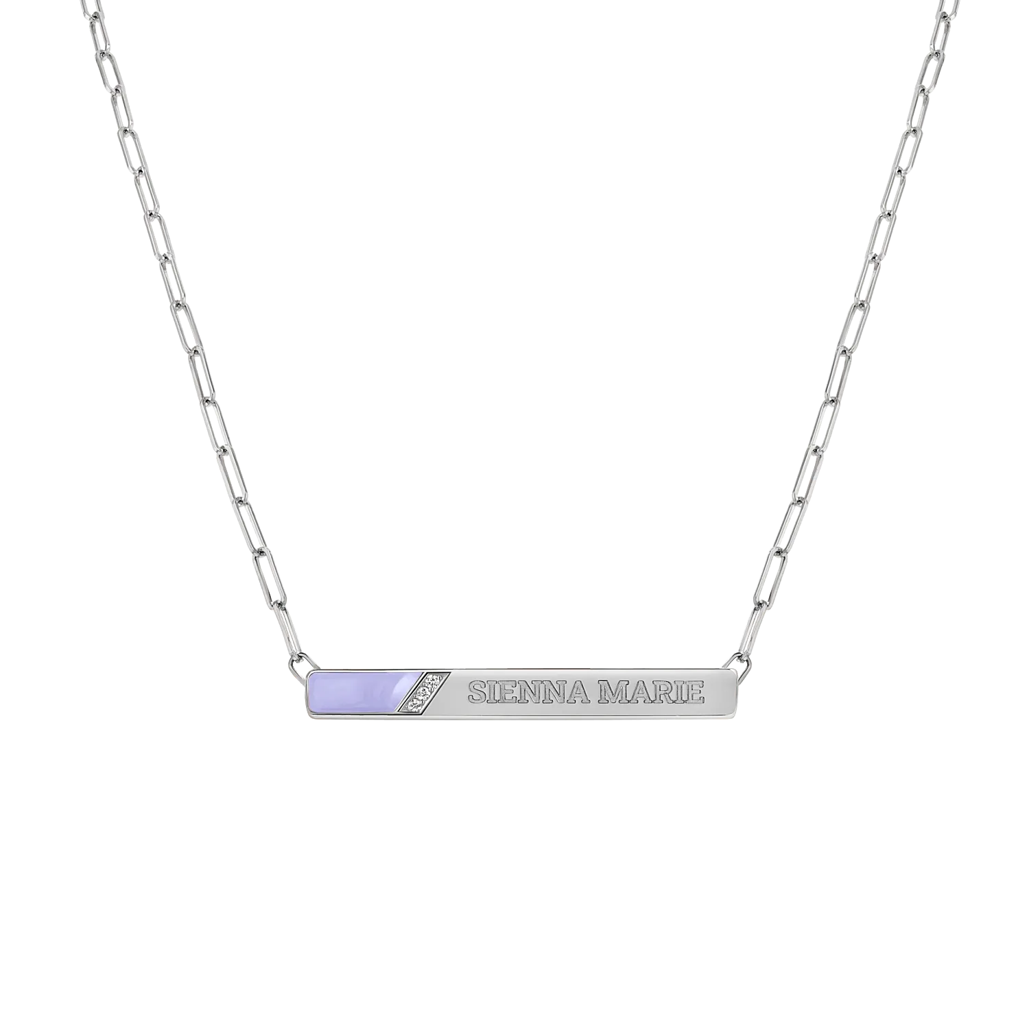 Slash Engravable Necklace with Diamond Accents