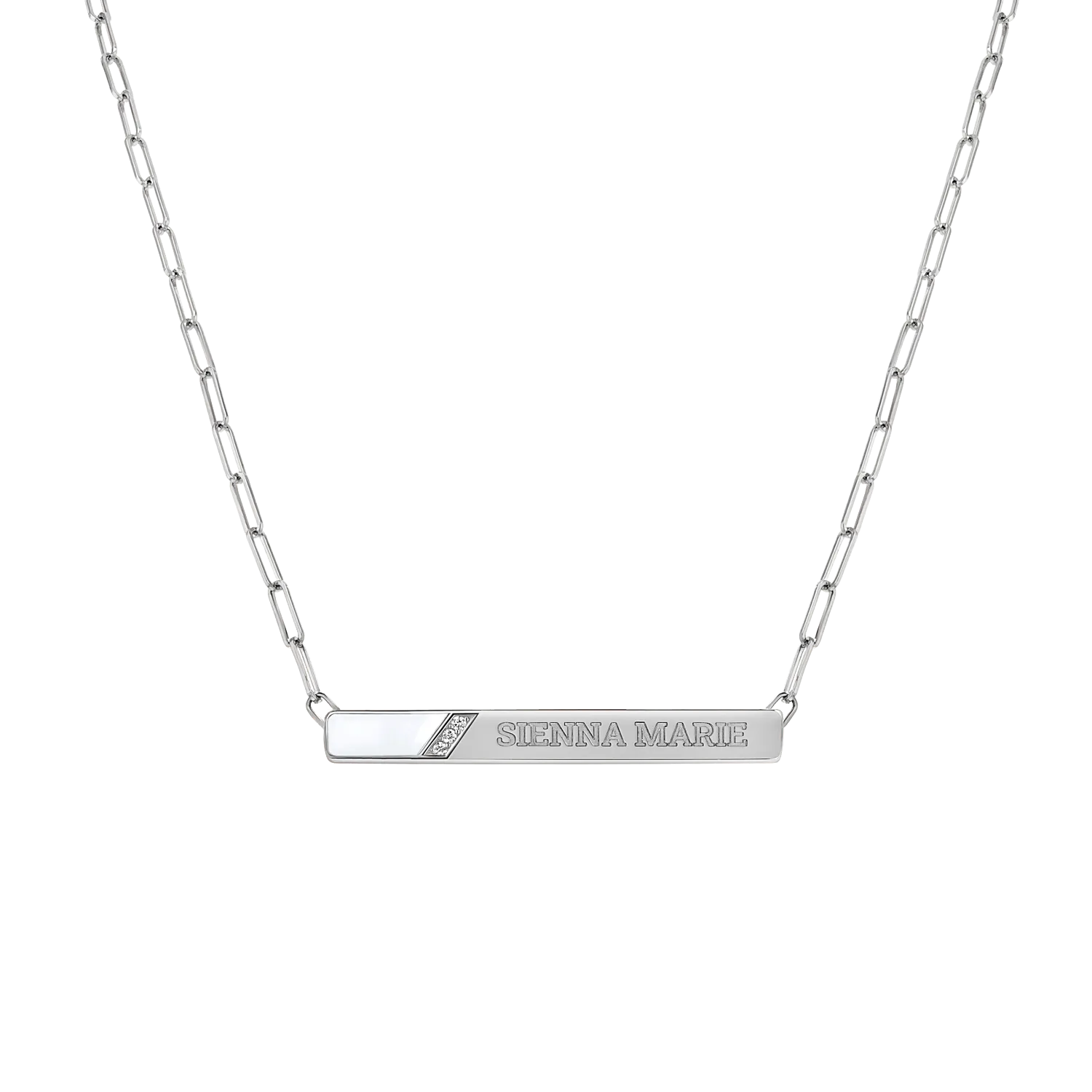 Slash Engravable Necklace with Diamond Accents
