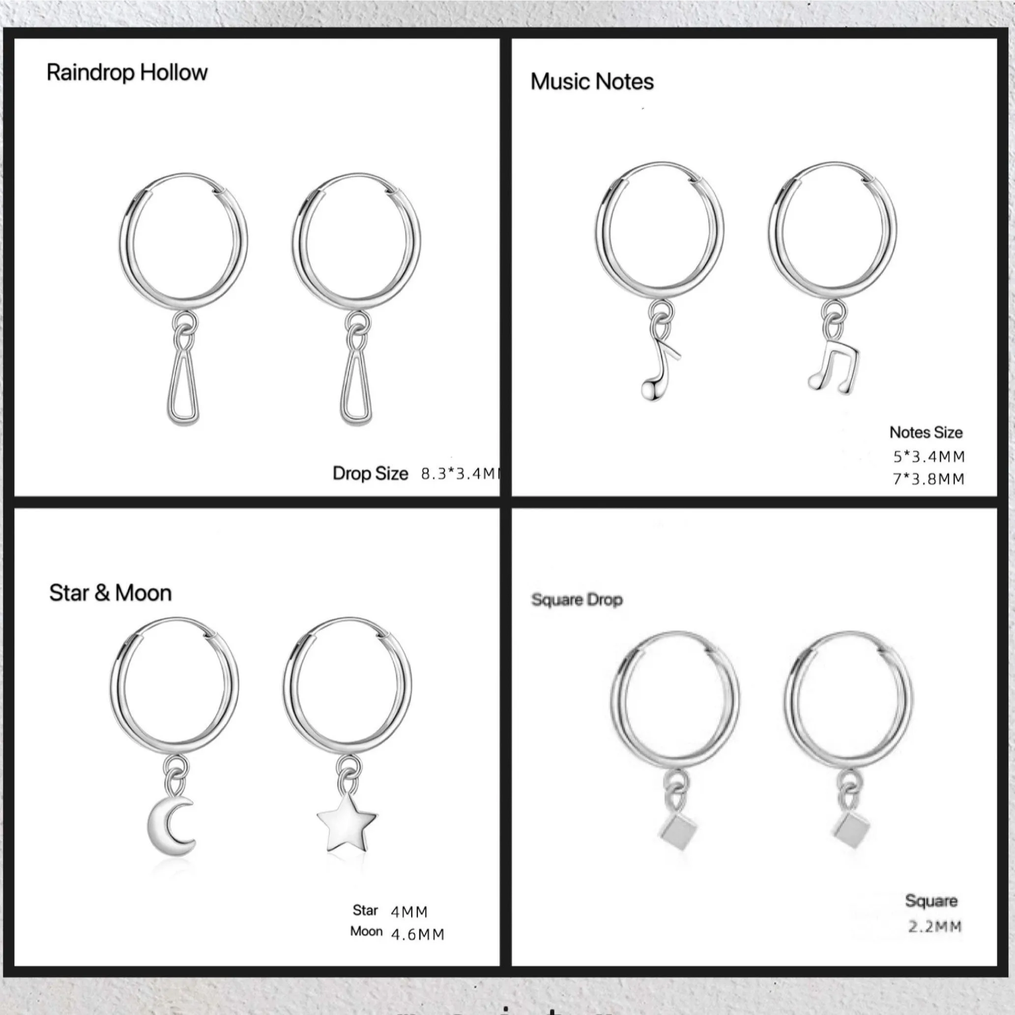 Small Dangle Huggie Hoop Earrings-SH029