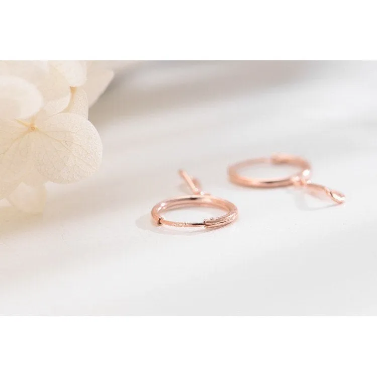 Small Dangle Huggie Hoop Earrings-SH029