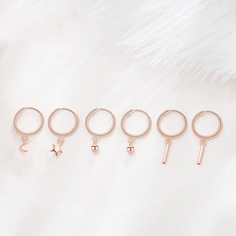 Small Dangle Huggie Hoop Earrings-SH029
