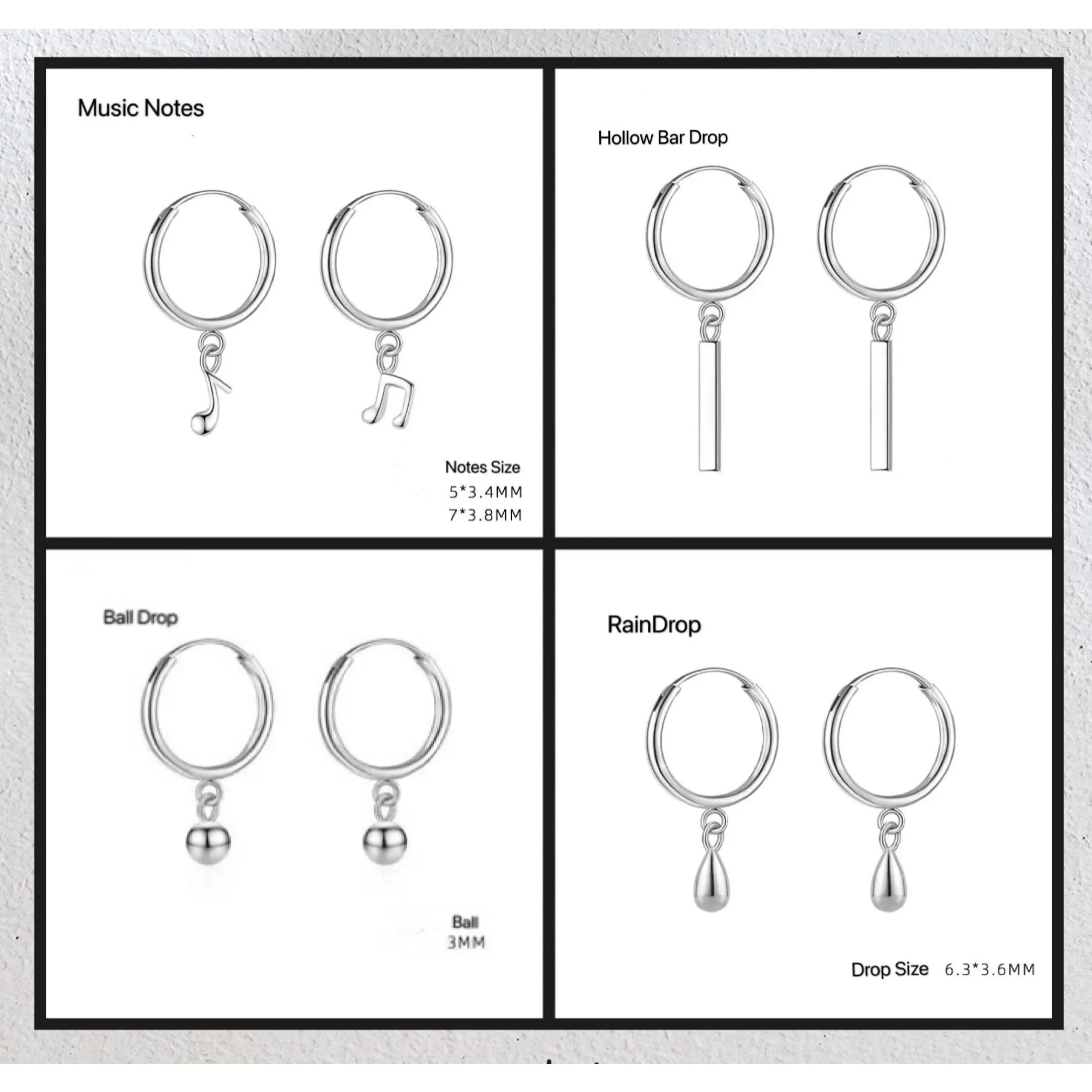 Small Dangle Huggie Hoop Earrings-SH029