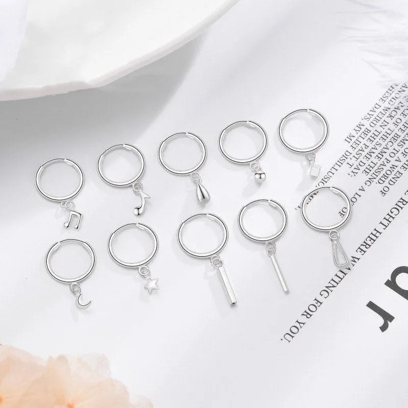 Small Dangle Huggie Hoop Earrings-SH029