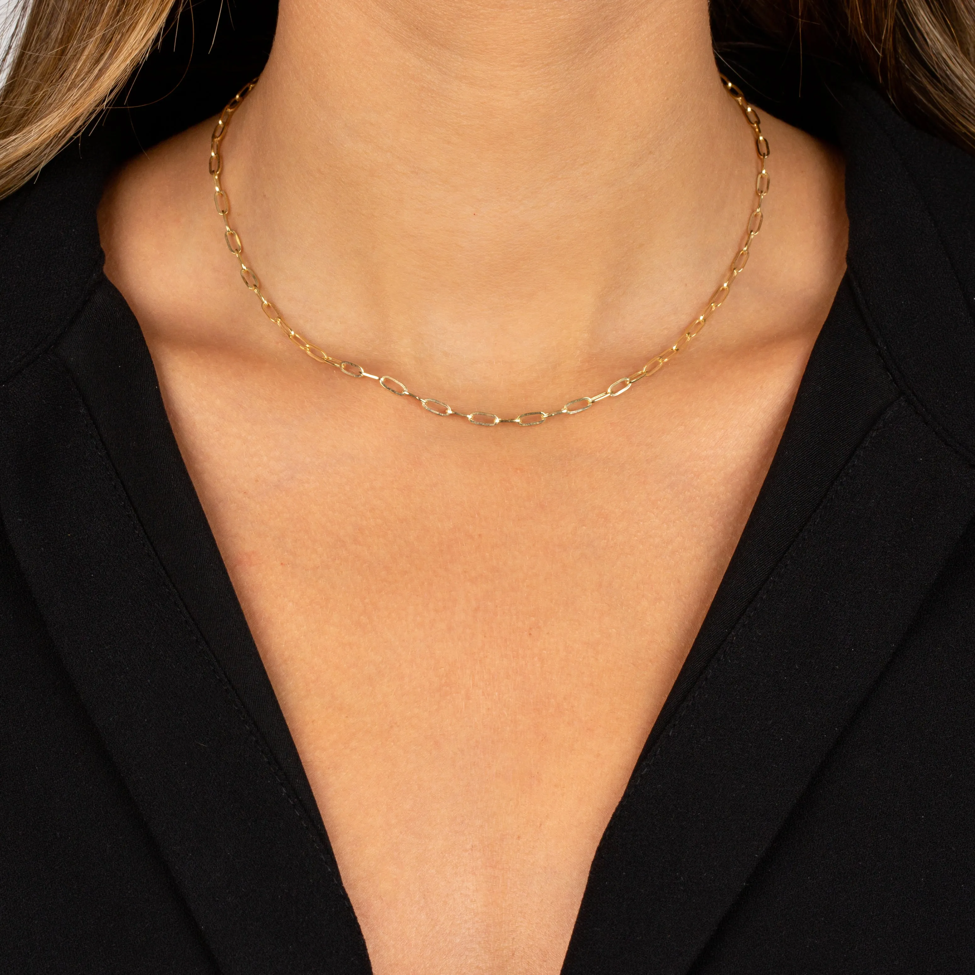 Small Paperclip Necklace 14K