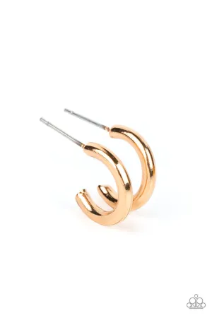 Small-Scale Shimmer Gold Paparazzi Tiny Hoop Earrings