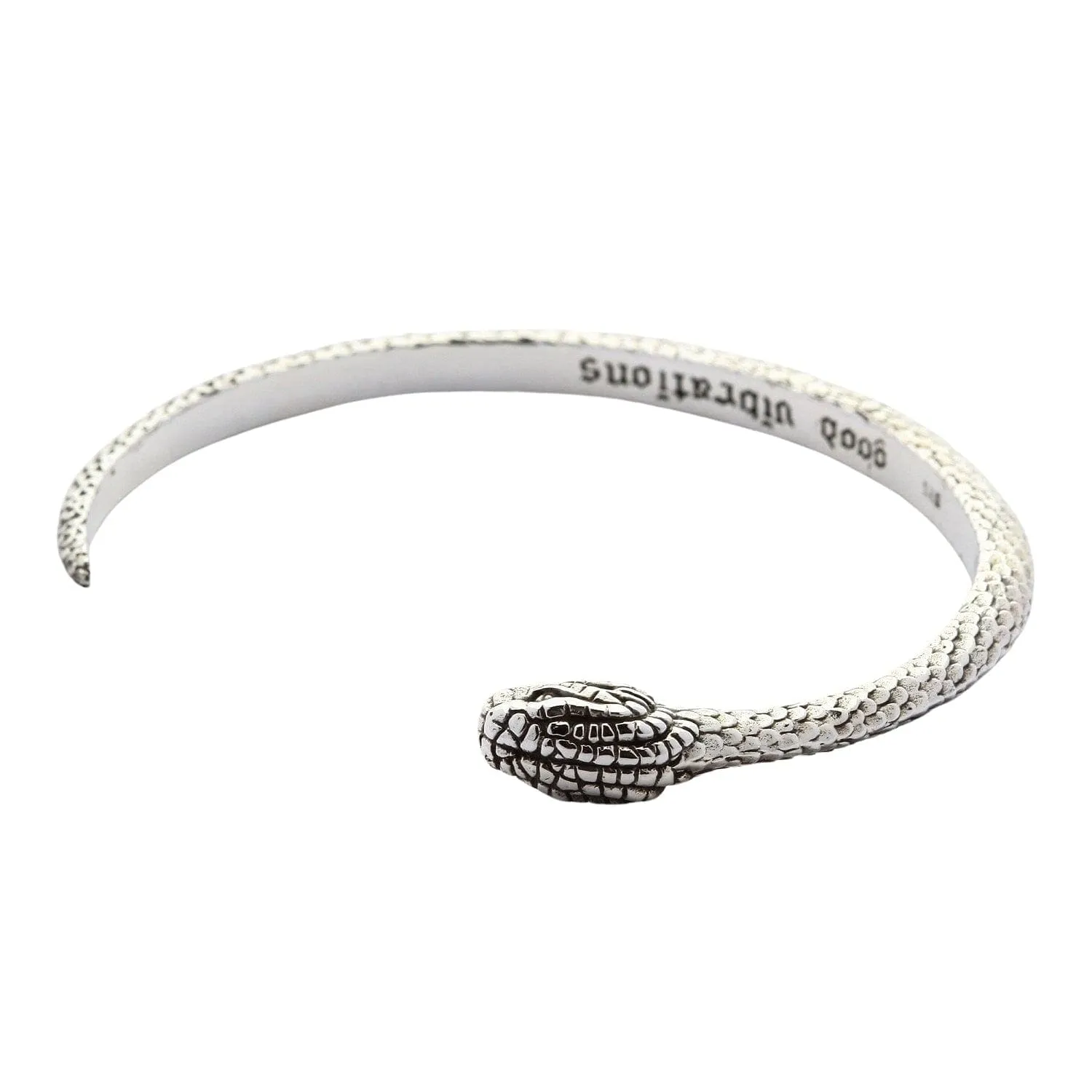 Snake Head Sterling Silver Women's Gothic Cuff