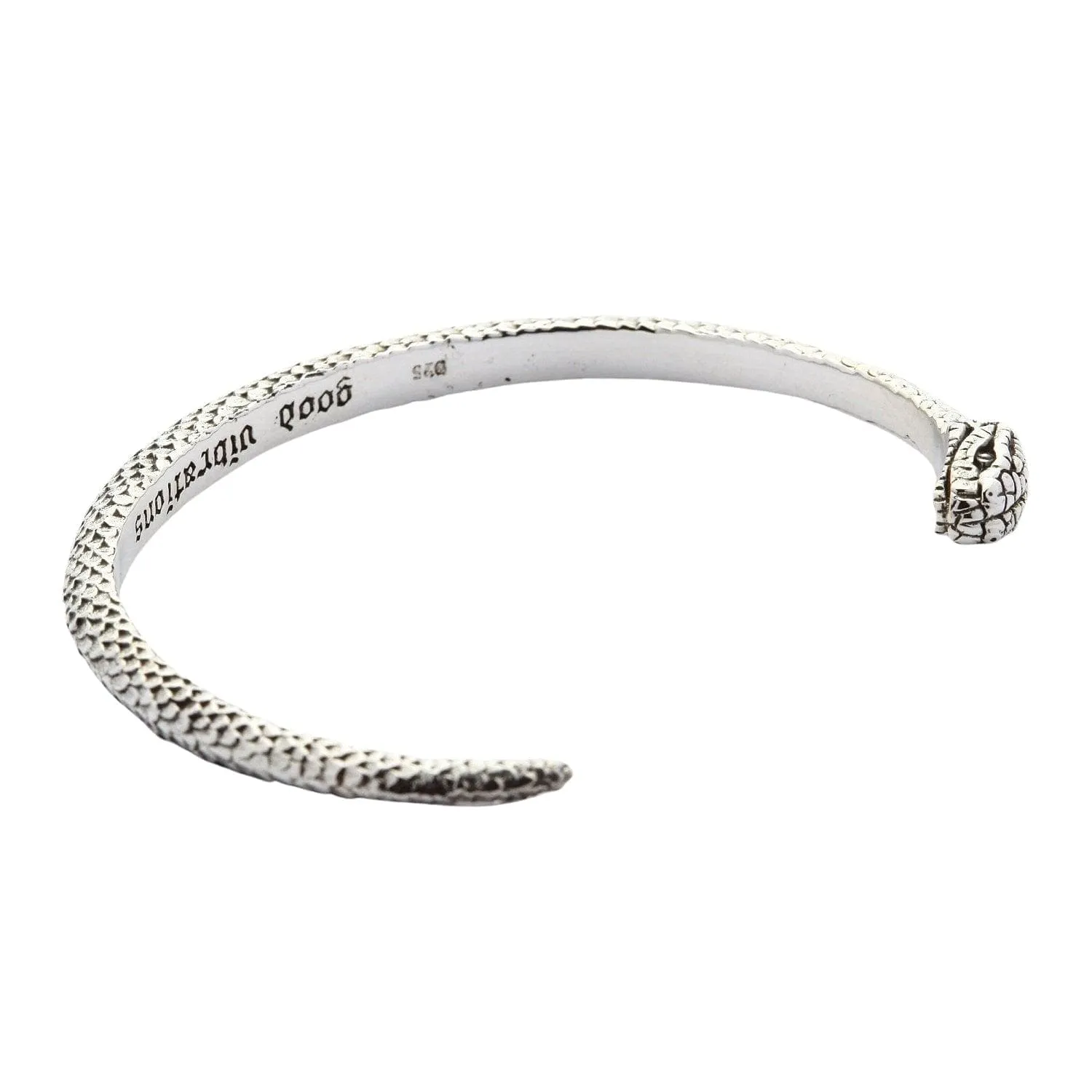 Snake Head Sterling Silver Women's Gothic Cuff
