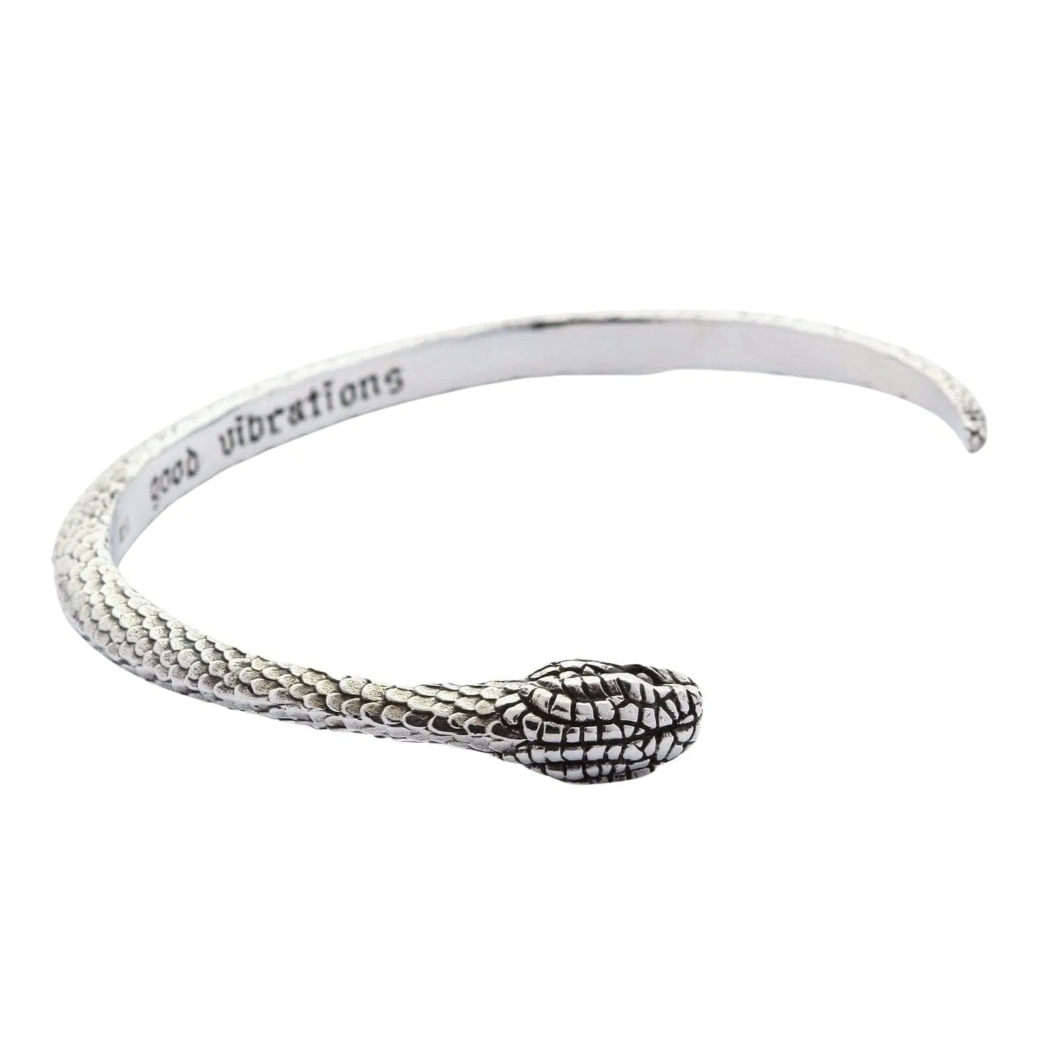 Snake Head Sterling Silver Women's Gothic Cuff