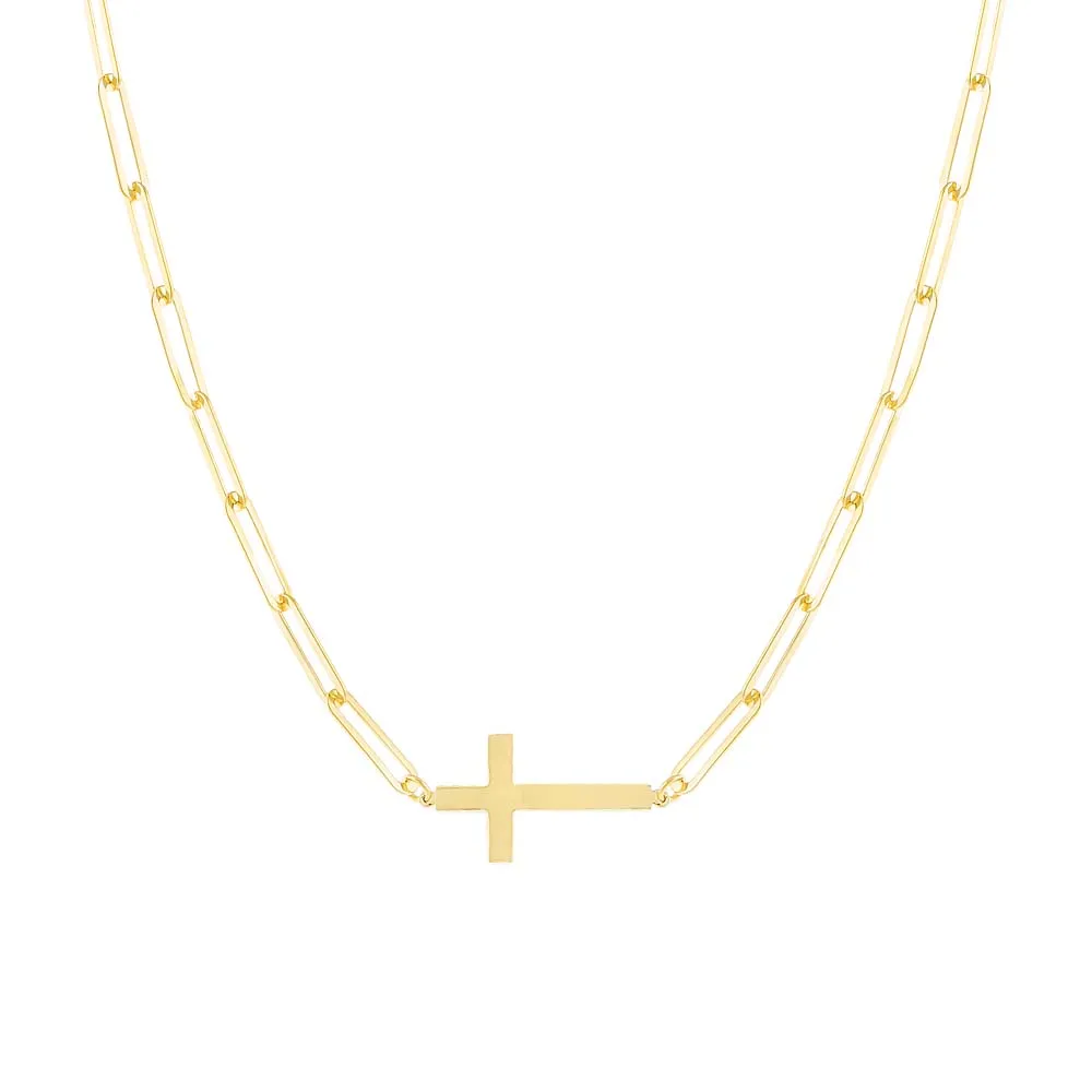 Solid Cross Paperclip Necklace