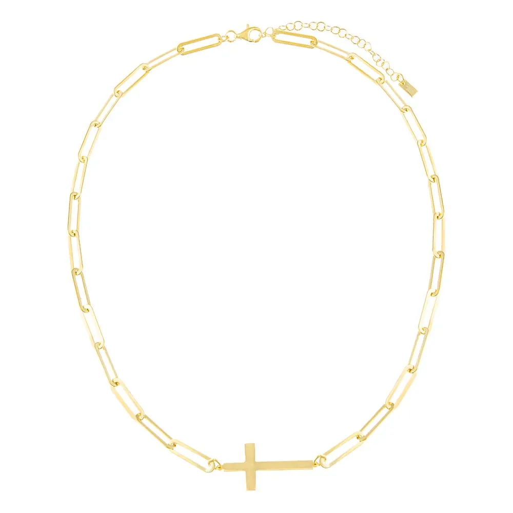 Solid Cross Paperclip Necklace