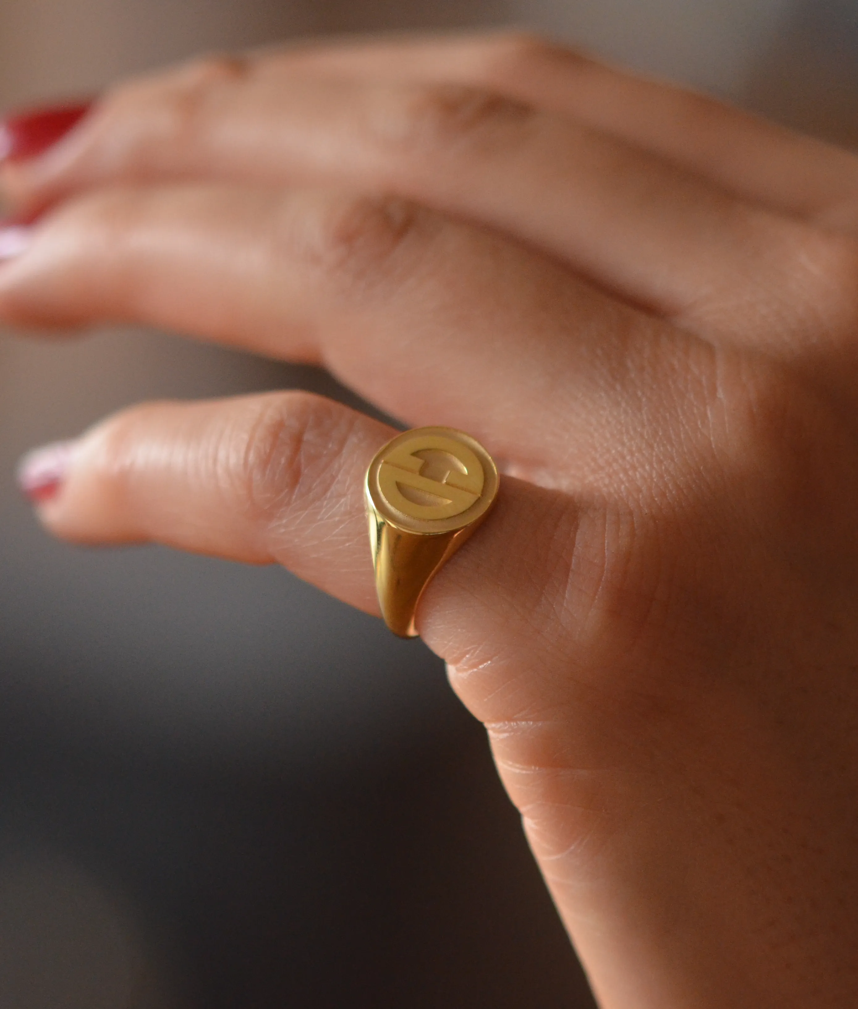 Solid Gold Personalized Block Monogram Signet Ring