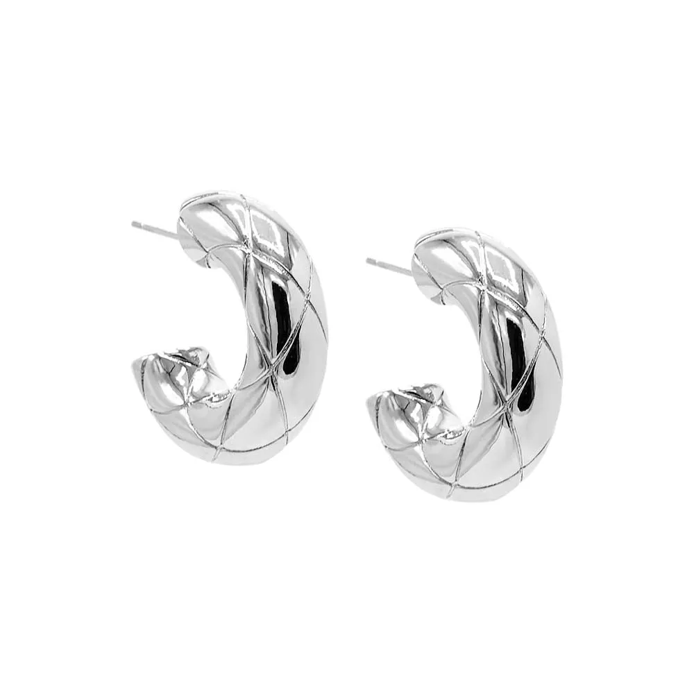 Solid Lined Hoop Earring