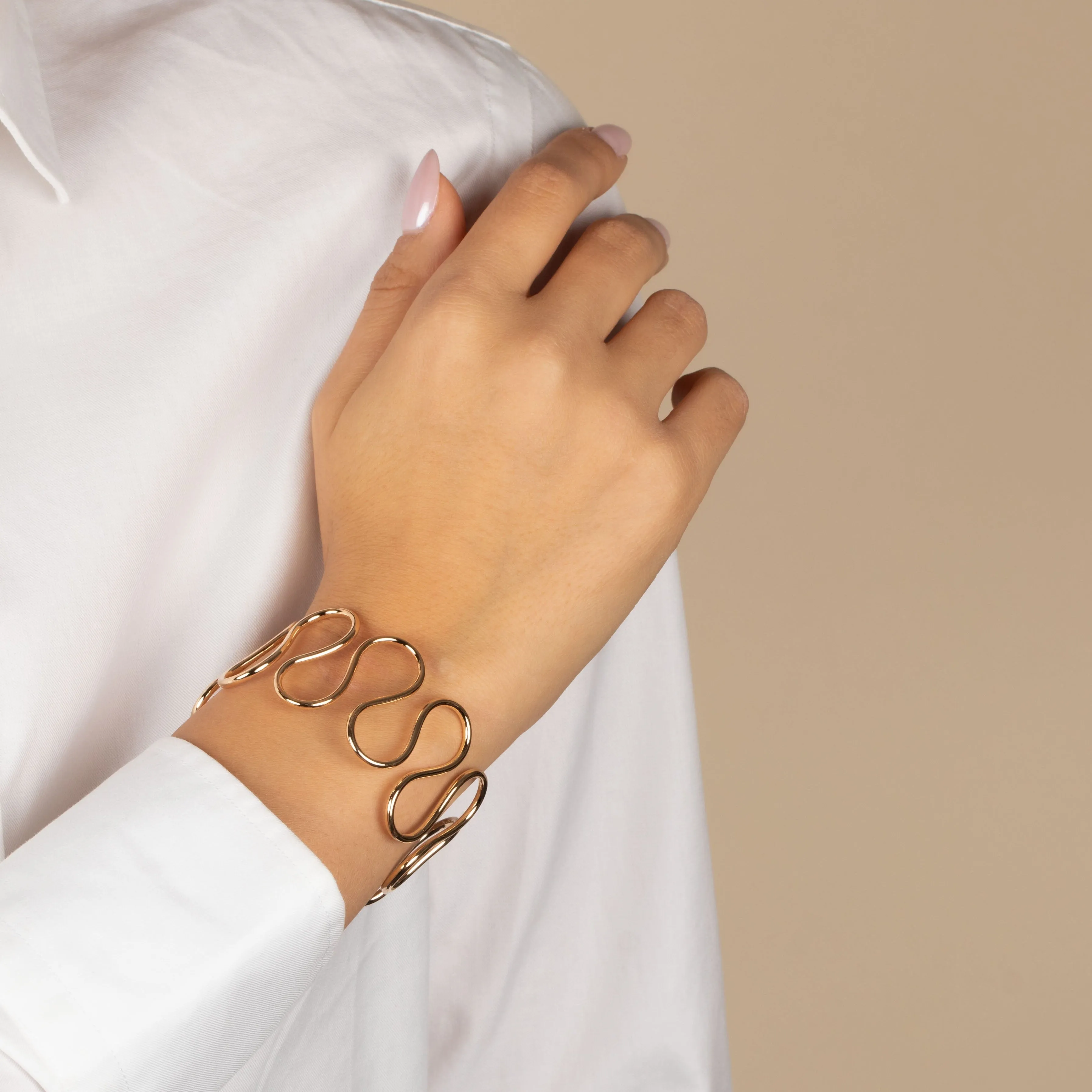 Solid Looped Open Cuff Bangle Bracelet