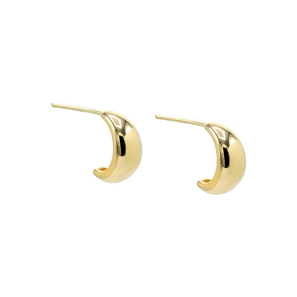 Solid Oval Half Hoop Earring 14K