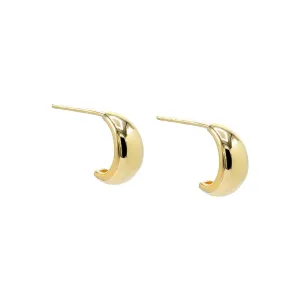 Solid Oval Half Hoop Earring 14K
