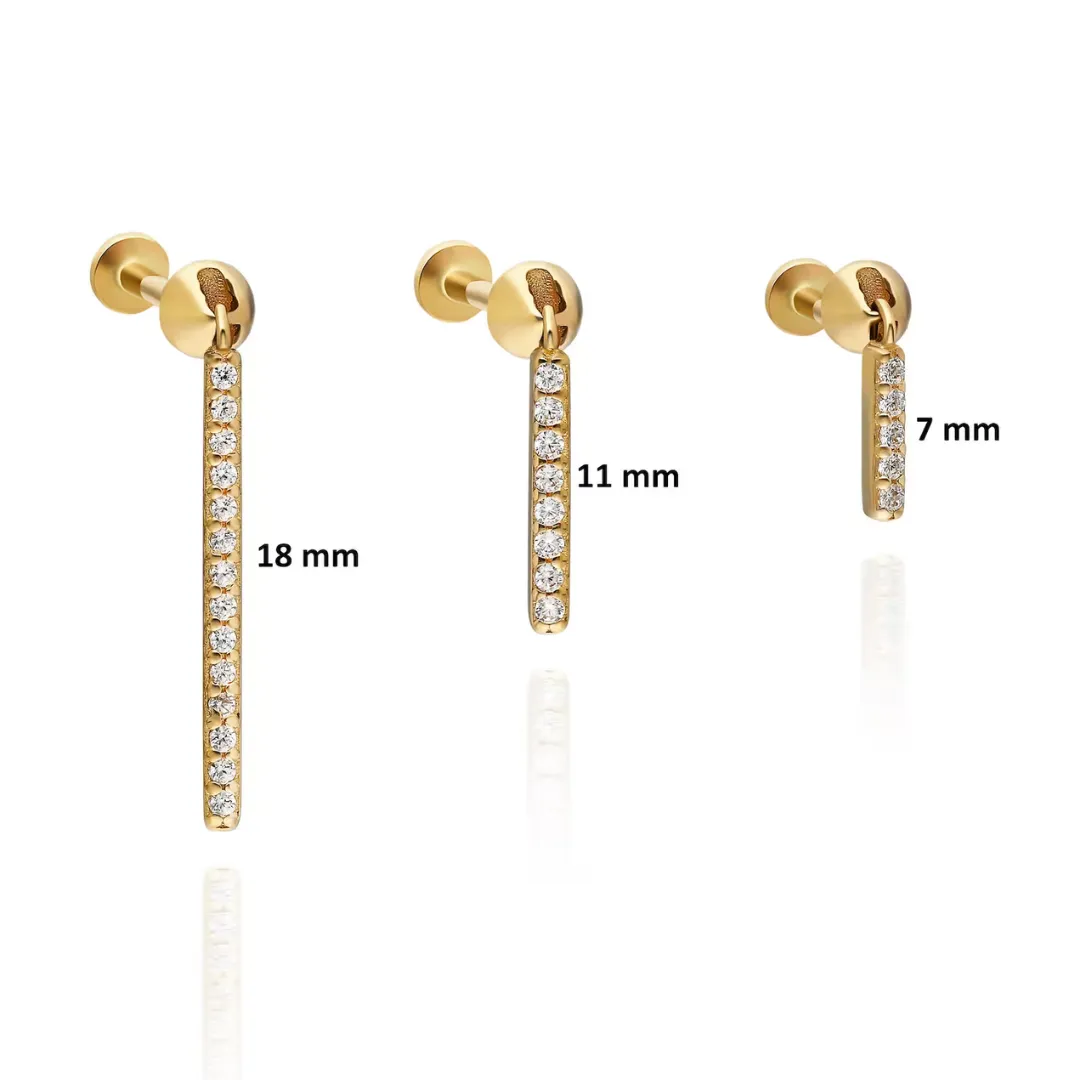 SOLID PAVE LONG DANGLE PIERCING