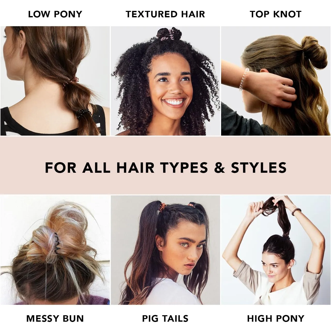 Spiral Hair Ties for Women, Coil Hair Ties for Thick Hair, No Crease Hair Tie, Spiral Hair Ties No Damage, Hair Coils & Phone Cord Hair Ties, 8Pcs (Brunette) - Valentines Day Gifts