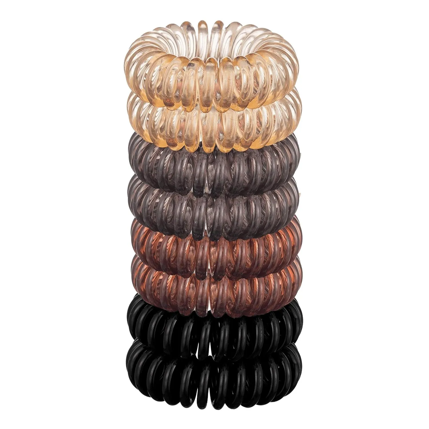 Spiral Hair Ties for Women, Coil Hair Ties for Thick Hair, No Crease Hair Tie, Spiral Hair Ties No Damage, Hair Coils & Phone Cord Hair Ties, 8Pcs (Brunette) - Valentines Day Gifts