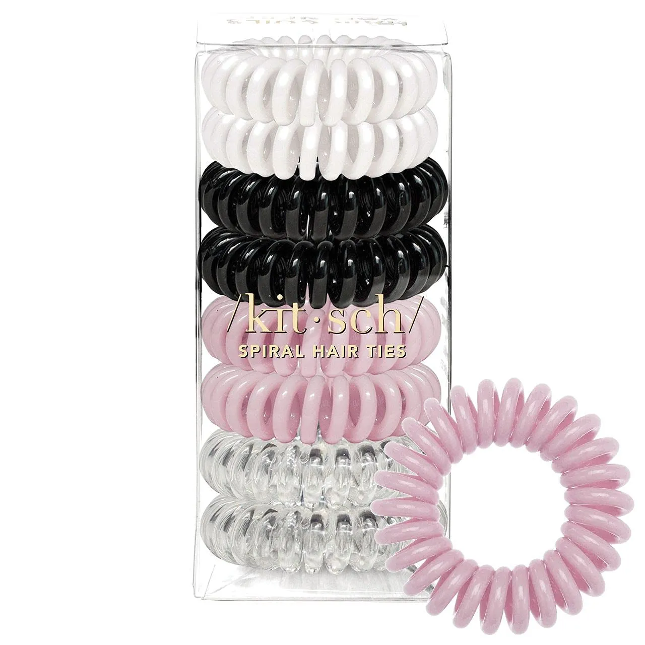 Spiral Hair Ties for Women, Coil Hair Ties for Thick Hair, No Crease Hair Tie, Spiral Hair Ties No Damage, Hair Coils & Phone Cord Hair Ties, 8Pcs (Brunette) - Valentines Day Gifts