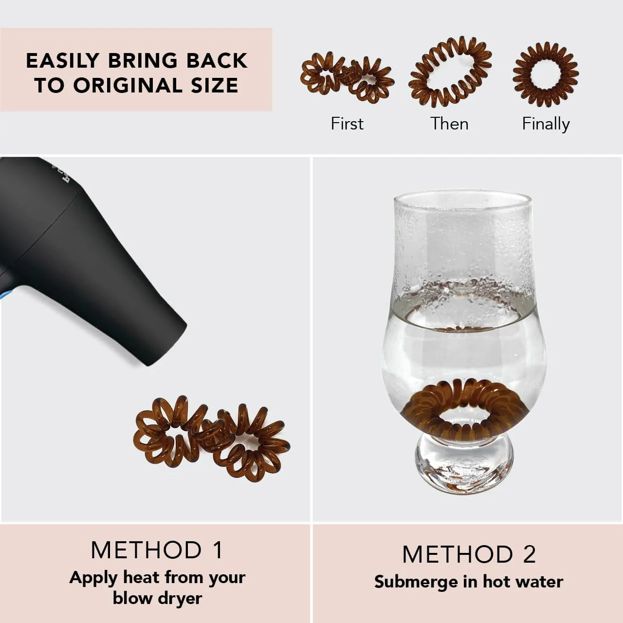 Spiral Hair Ties for Women, Coil Hair Ties for Thick Hair, No Crease Hair Tie, Spiral Hair Ties No Damage, Hair Coils & Phone Cord Hair Ties, 8Pcs (Brunette) - Valentines Day Gifts