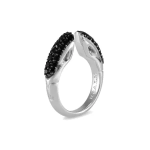 Spirit Pavé Stack Ring 5mm - Sterling Silver   CZ Noir