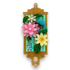 Spring Blue bird - brooch - Set of 2