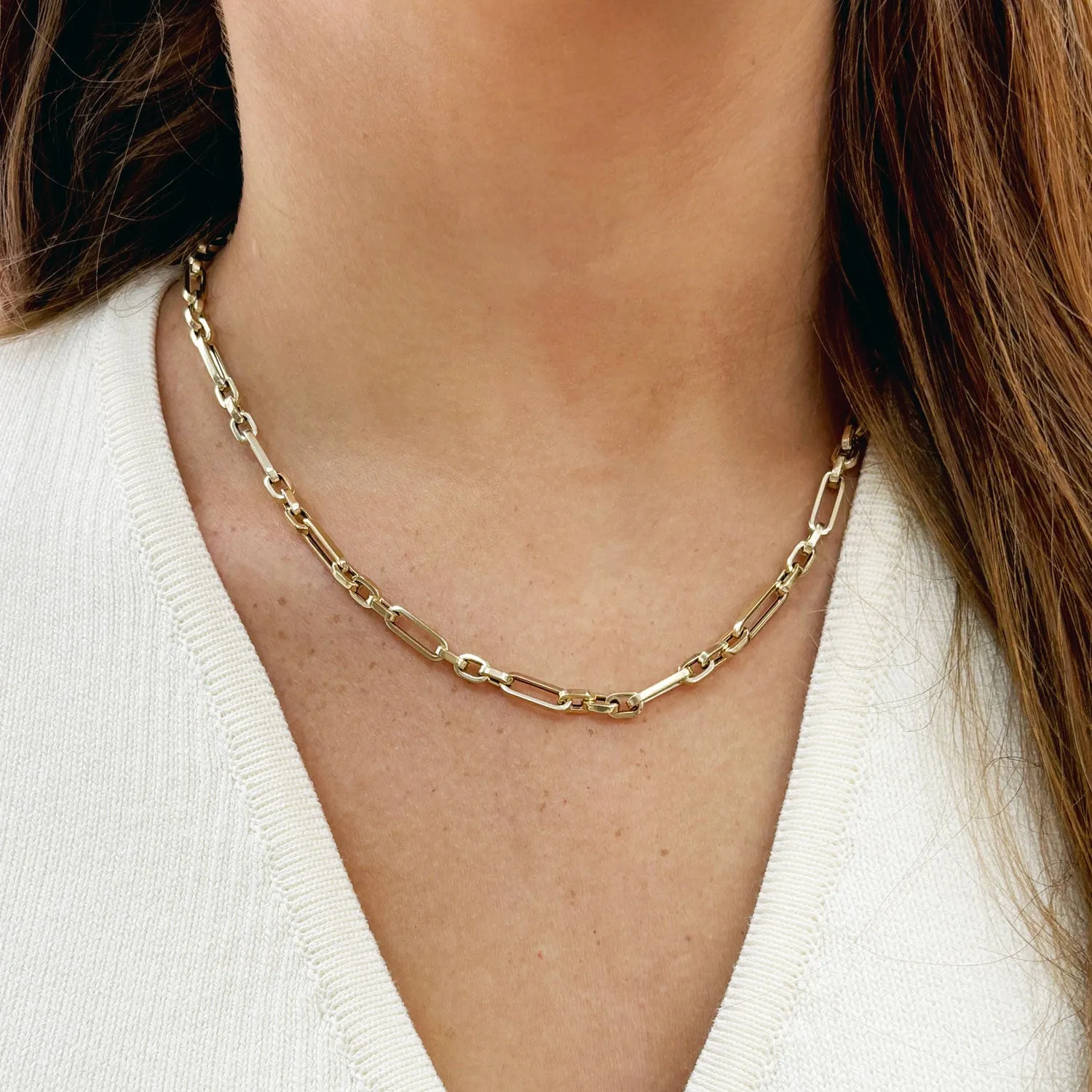 Square Link Paperclip Chain Necklace