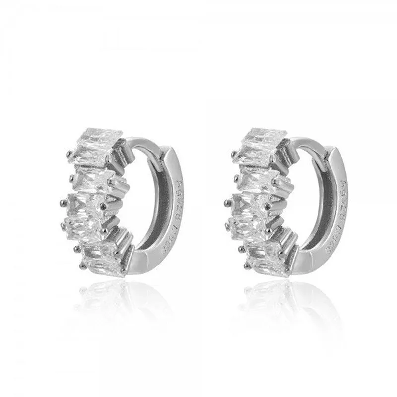 Stacked Rectangular Zircon Mini Hoops