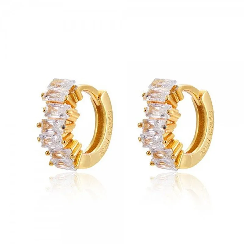 Stacked Rectangular Zircon Mini Hoops