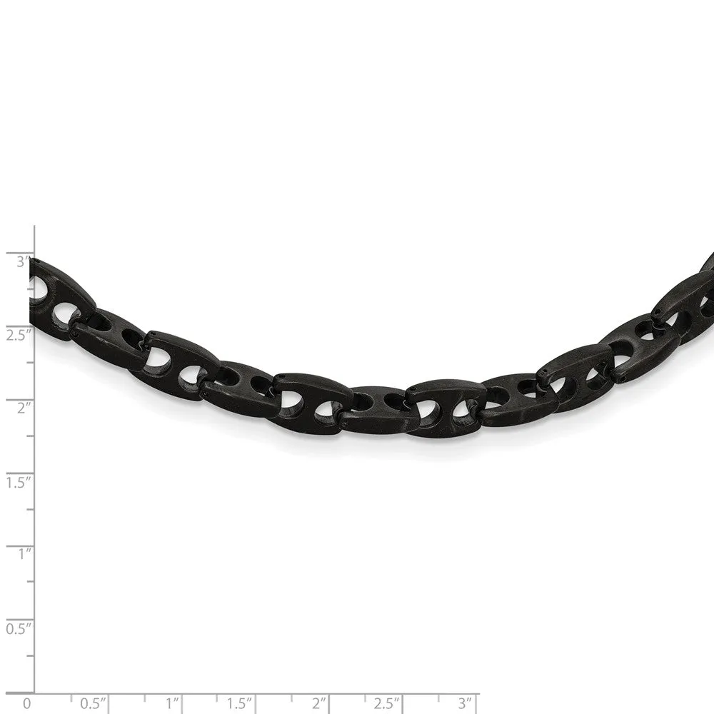 Stainless Steel Brushed Black IP Link Necklace