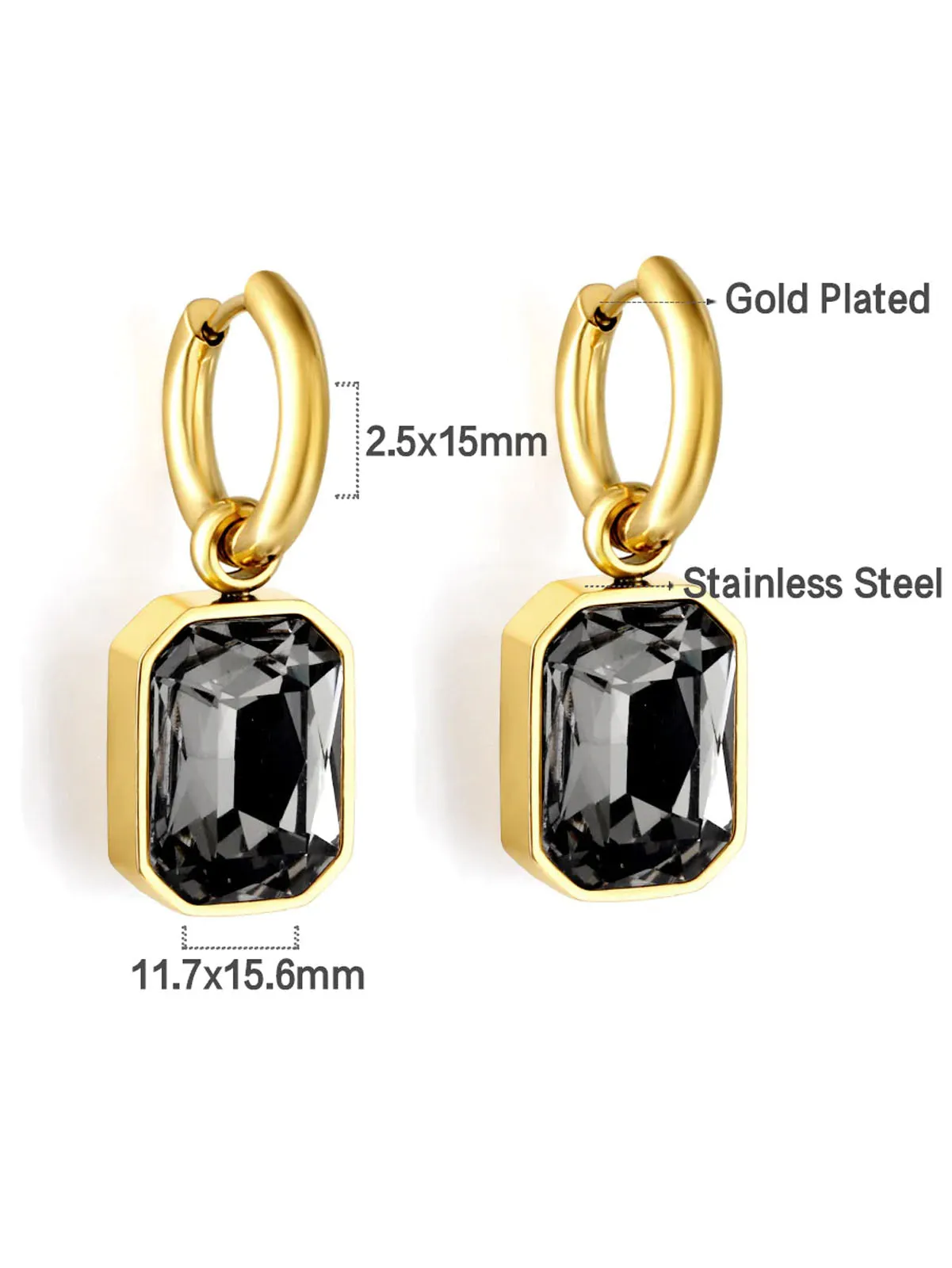 Stainless Steel Cubic Zirconia Drop Earrings - FD ⚡