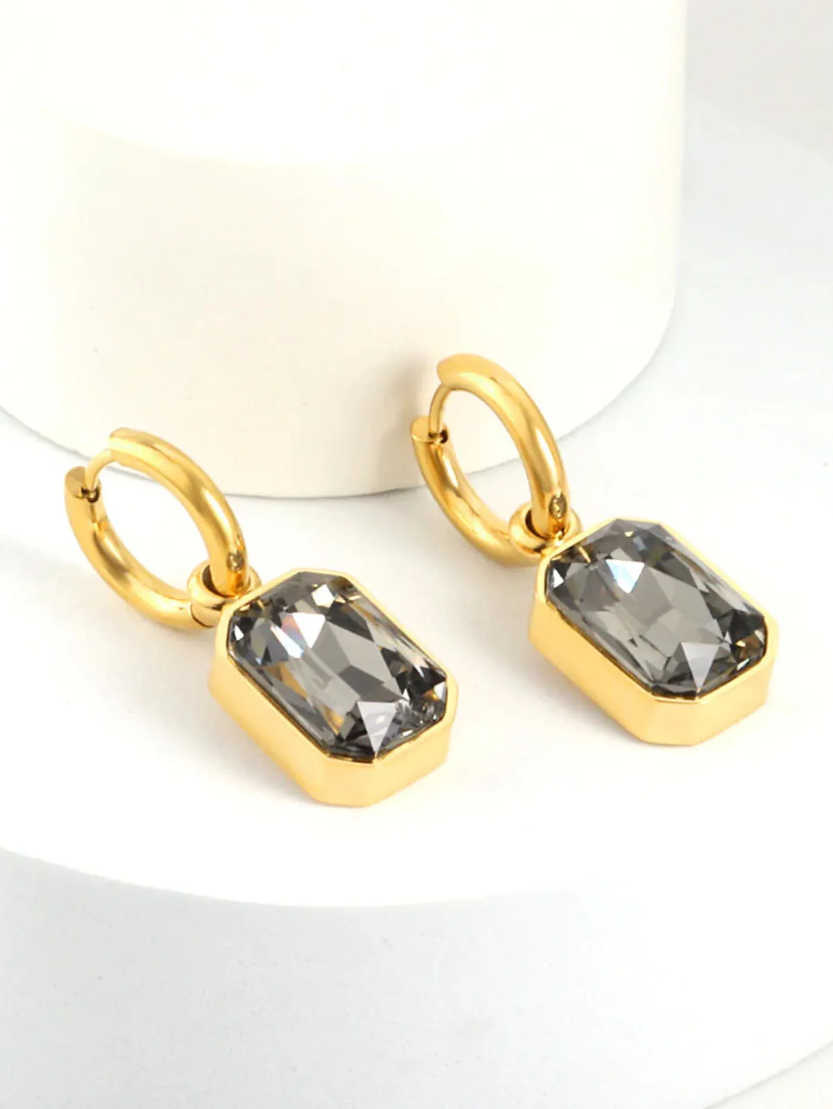 Stainless Steel Cubic Zirconia Drop Earrings - FD ⚡