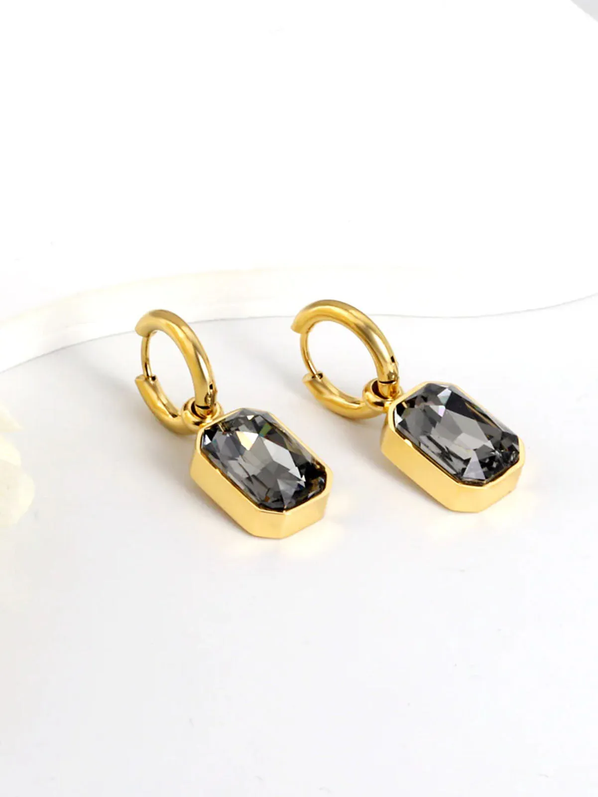 Stainless Steel Cubic Zirconia Drop Earrings - FD ⚡