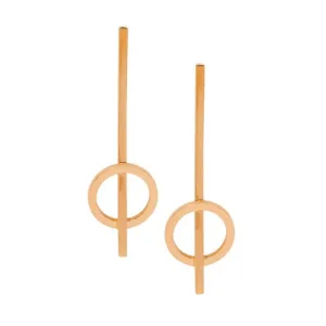 Stainless Steel Drop Bar with Open Circle Earrings with Rose Gold IP Plating SE166R