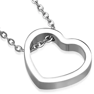 Stainless Steel Floating Open Love Heart Charm Link Chain Necklace Pendant