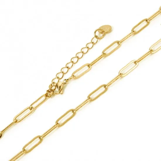 Stainless Steel Paperclip Chain Necklace - 16"   2" Extender - Choose Your Tone!