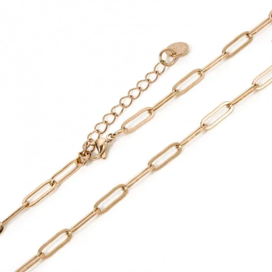 Stainless Steel Paperclip Chain Necklace - 16"   2" Extender - Choose Your Tone!