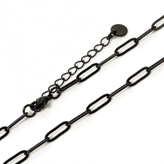 Stainless Steel Paperclip Chain Necklace - 16"   2" Extender - Choose Your Tone!