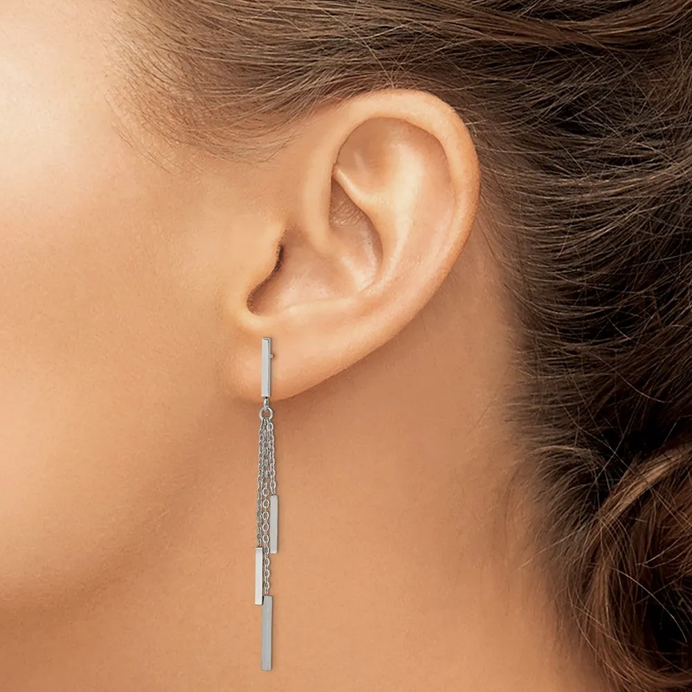 Stainless Steel Polished Bar Post Dangle Earrings
