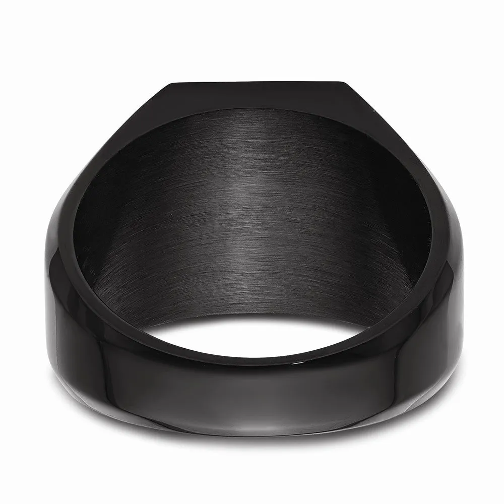 Stainless Steel Polished Black IP-plated Signet Ring