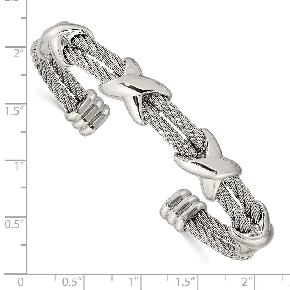 Stainless Steel Polished Cable Cuff Bangle