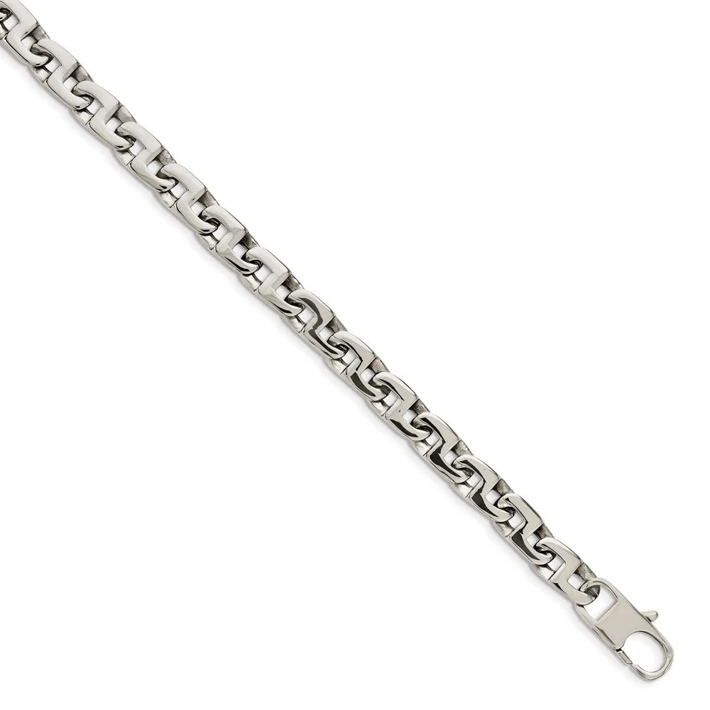 Stainless Steel Polished Fancy Squares Link Necklace