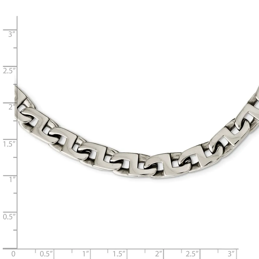Stainless Steel Polished Fancy Squares Link Necklace