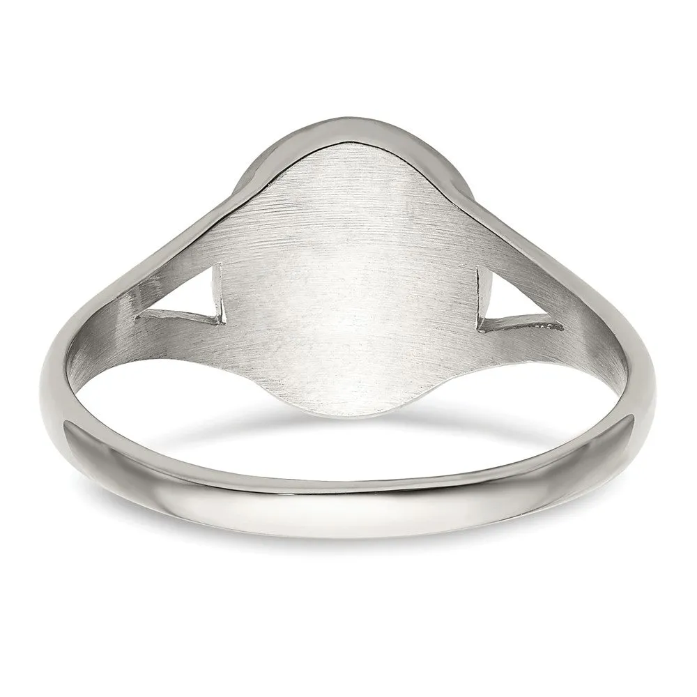 Stainless Steel Polished Oval Disc Ring