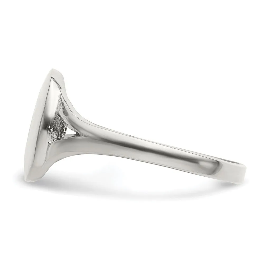 Stainless Steel Polished Oval Disc Ring