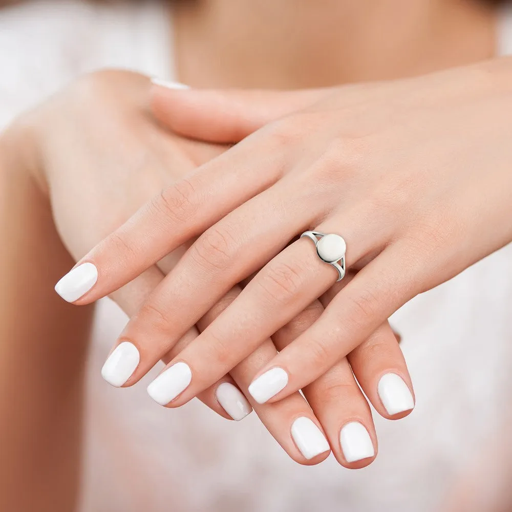 Stainless Steel Polished Oval Disc Ring