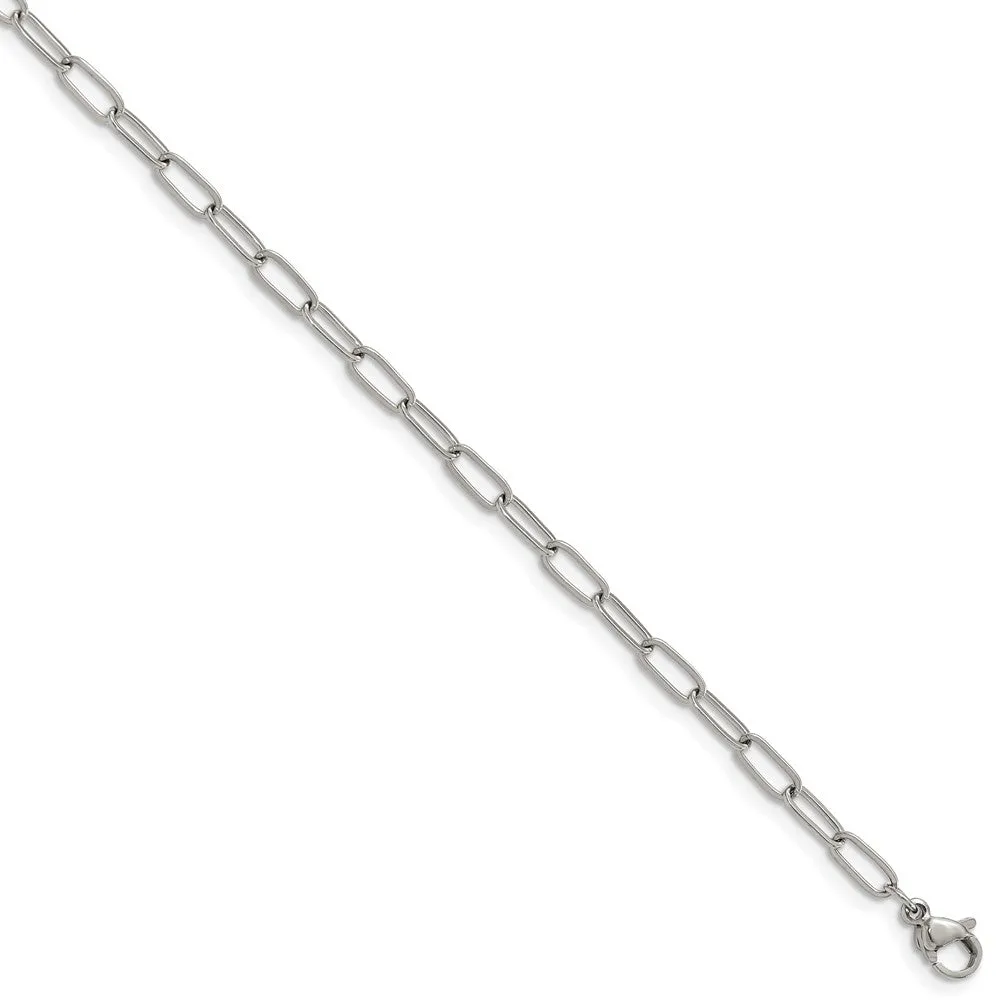Stainless Steel Polished Paperclip 15in w/2in ext. Necklace