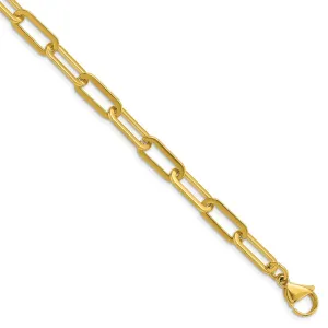 Stainless Steel Polished Yellow IP Enlongated Open Link 24in Chain Necklace